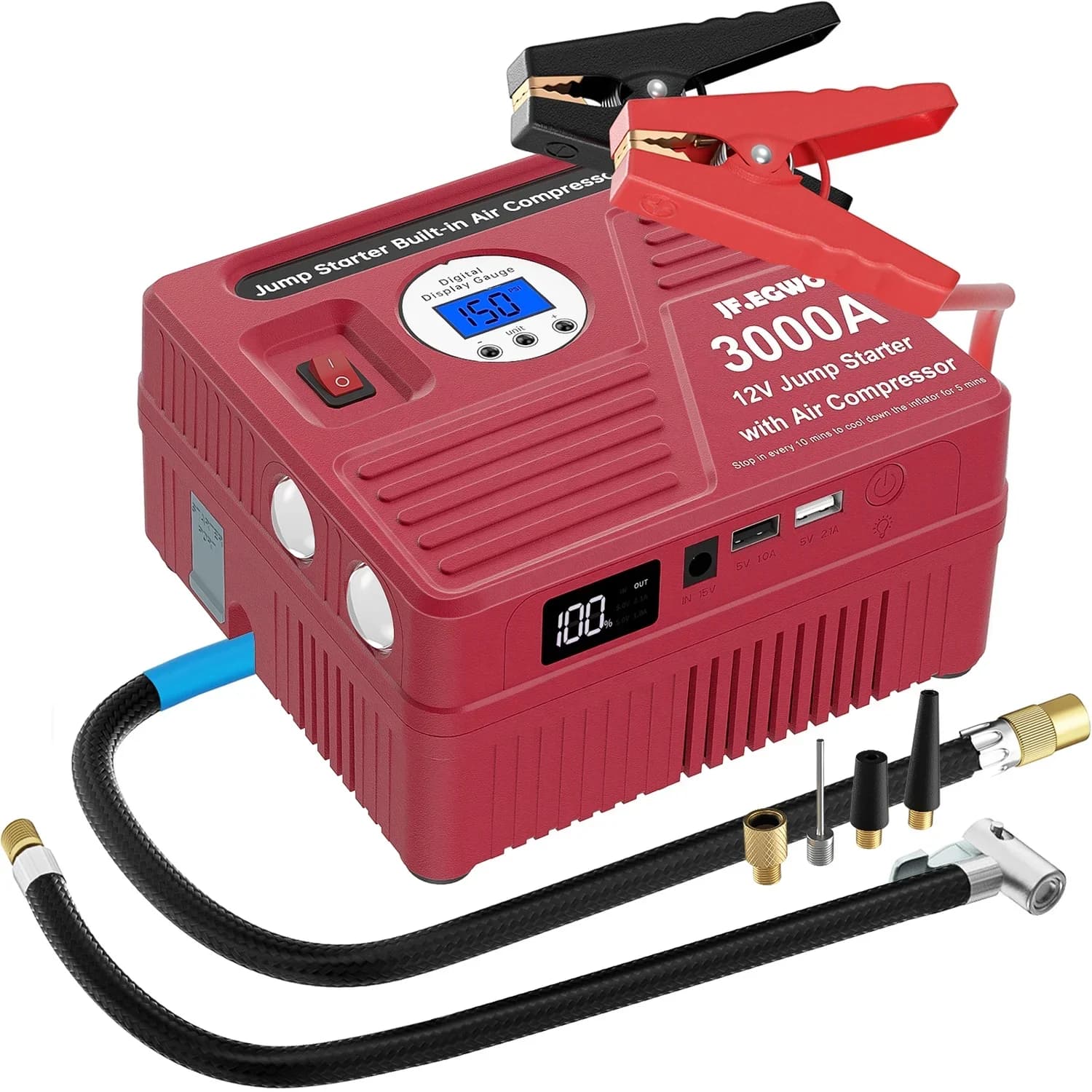 Nuovo Arrivo: Avviatore d'Emergenza per Auto con Power Bank e Pompa d'Aria 12V, Realizzato con Materiali Innovativi