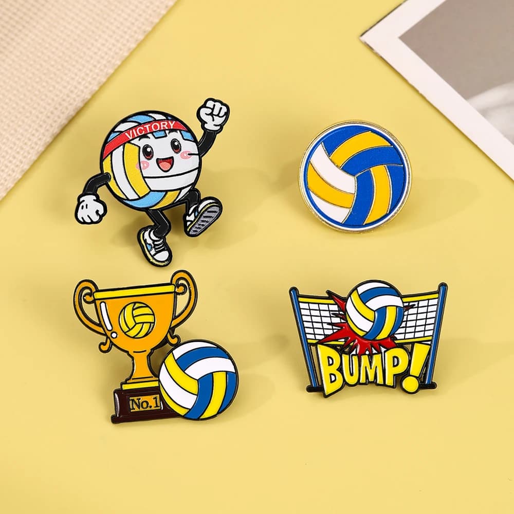 4PCS Football Basketball Rugby Baseball Beach ball Volleyball Hard Enamel Pins For Sport Lovers Bag Backpack Jacket Jewelry Broo