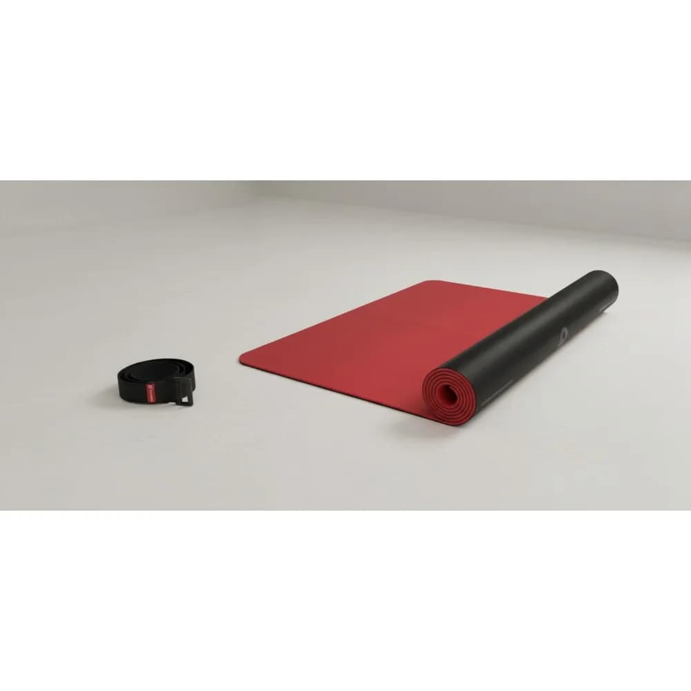 Premium reversible yoga mat with elastic strap for home workouts and fitness enthusiasts