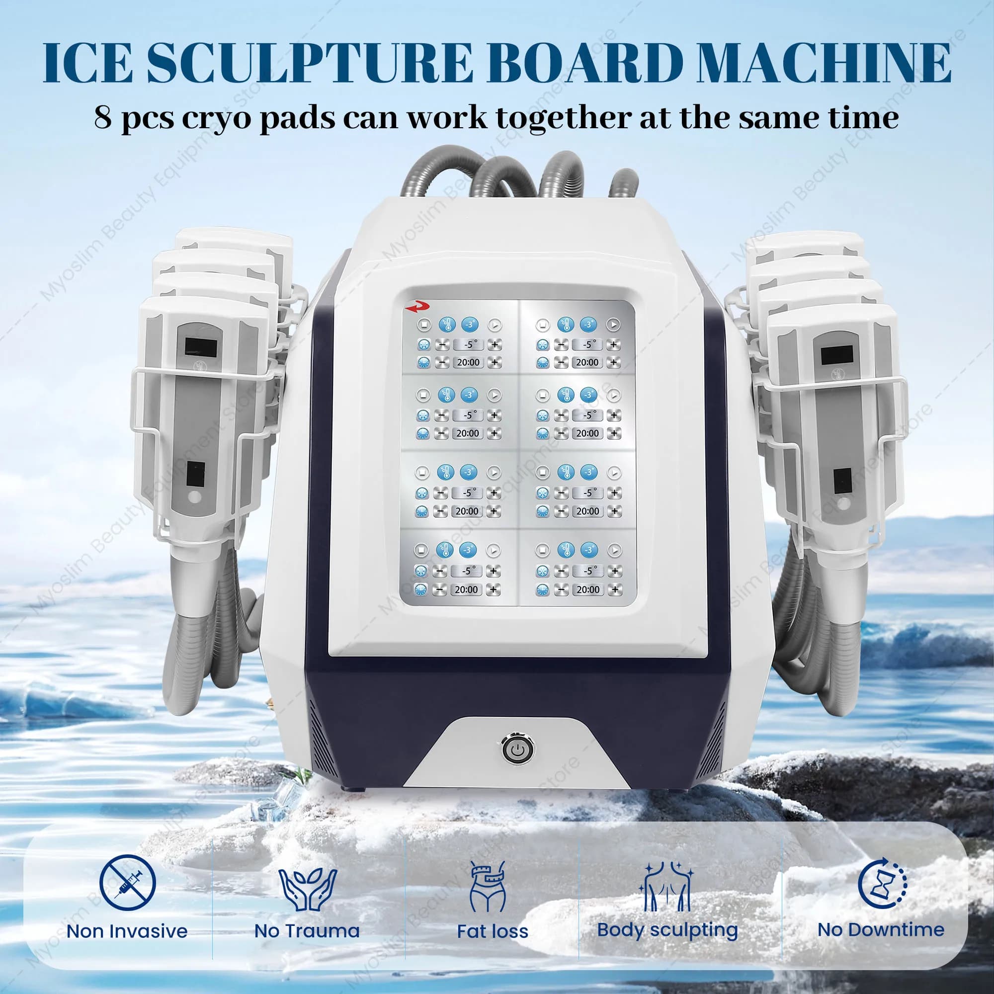 Professional Cryotherapy Weight Loss Cellulite Removal Cryolipolisis Body Slimming Cryolipolysis Cryo Machine With 8 Plate