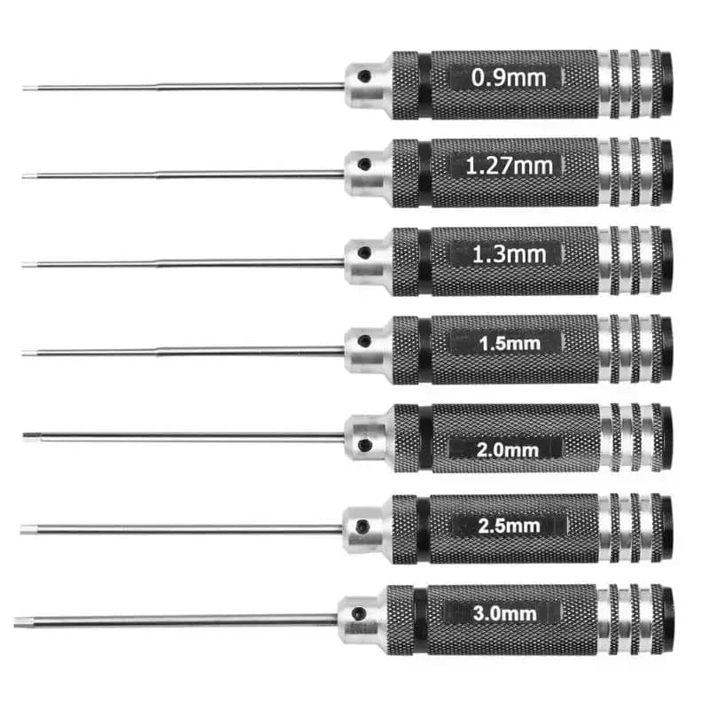Kit di Cacciaviti Esagonali in Acciaio Bianco 0.9/1.27/1.3/1.5/2.0/2.5/3.0mm per Modellini RC di Elicotteri, Aerei, Auto, Droni e Velivoli