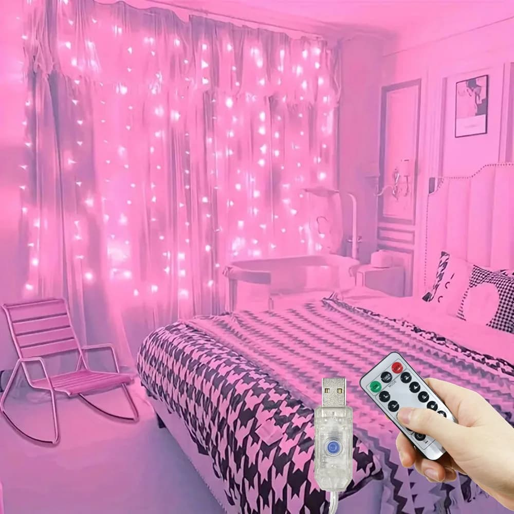Luci LED a Tenda USB, Luci Decorative 2026 per Ramadan, Decorazione Casa 3/4/6M, EID Mubarak, Camera da Letto, Matrimonio, San Valentino