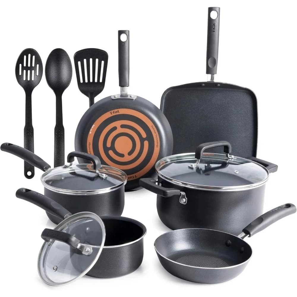 Set di Pentole Antiaderenti 12 Pezzi con Spedizione USA, Include Padelle, Casseruole, Pentola Olandese e Griglia