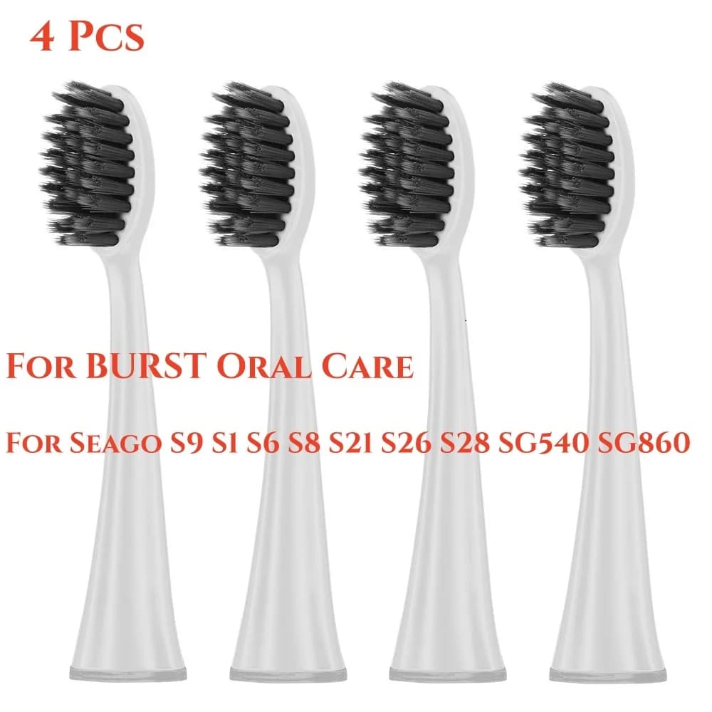 Pack of 4 Replacement Heads for Electric Toothbrush BURST with Ultra Soft bristles for Deep Cleaning | Removing stains and plaque