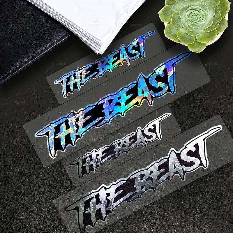 2 Sizes Combo Pack THE BEAST Motorcycle Sticker Waterproof for Motorcycle Fuel Tanks Helmets Bicycle Body Universal Vinyl Decals