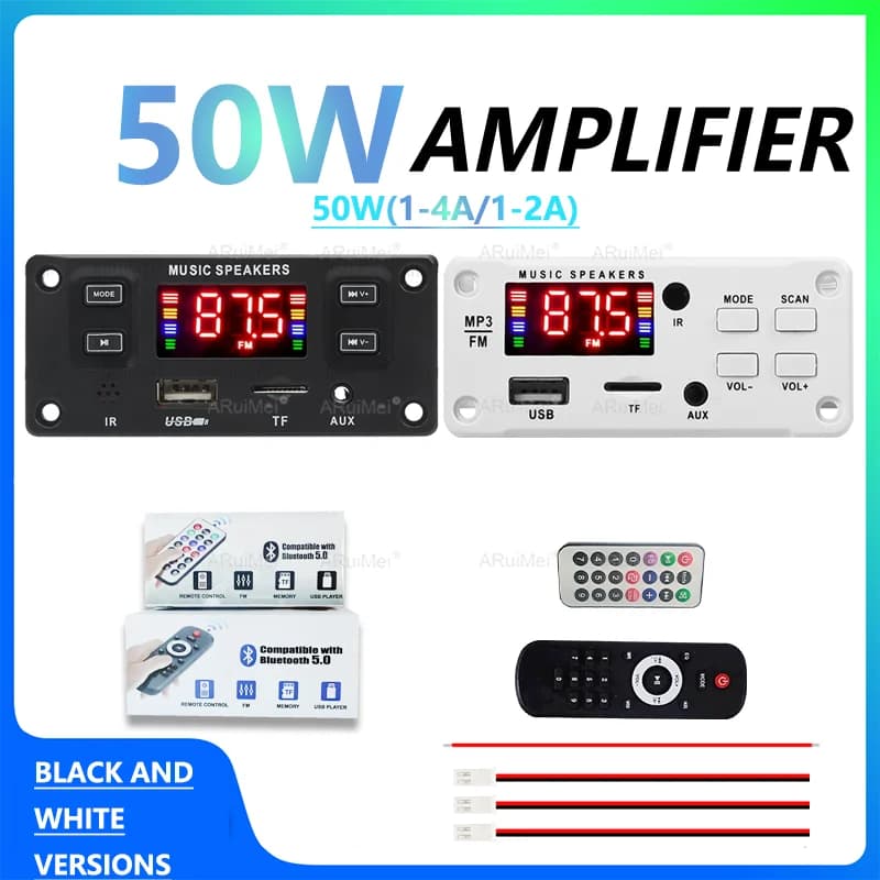 50W /60W Amplificatore Bluetooth MP3 Scheda di decodifica WMA 18V 12V Radio FM TF USB Car Audio Lettore musicale Altoparlante Vivavoce