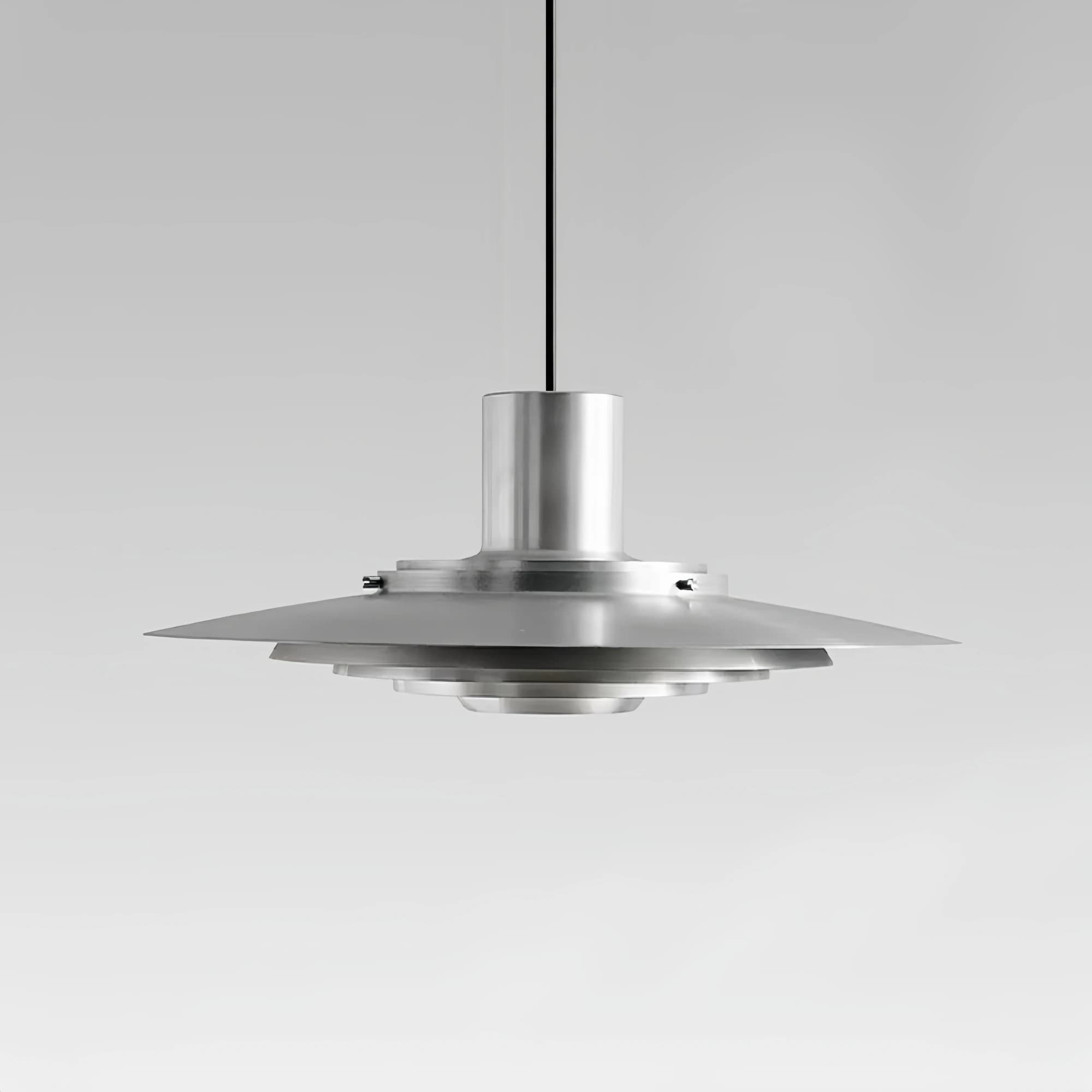 Lampada a sospensione moderna UFO in metallo nordico Lampada a sospensione multistrato argento industriale per sala da pranzo Cucina Loft Decor Apparecchio a LED