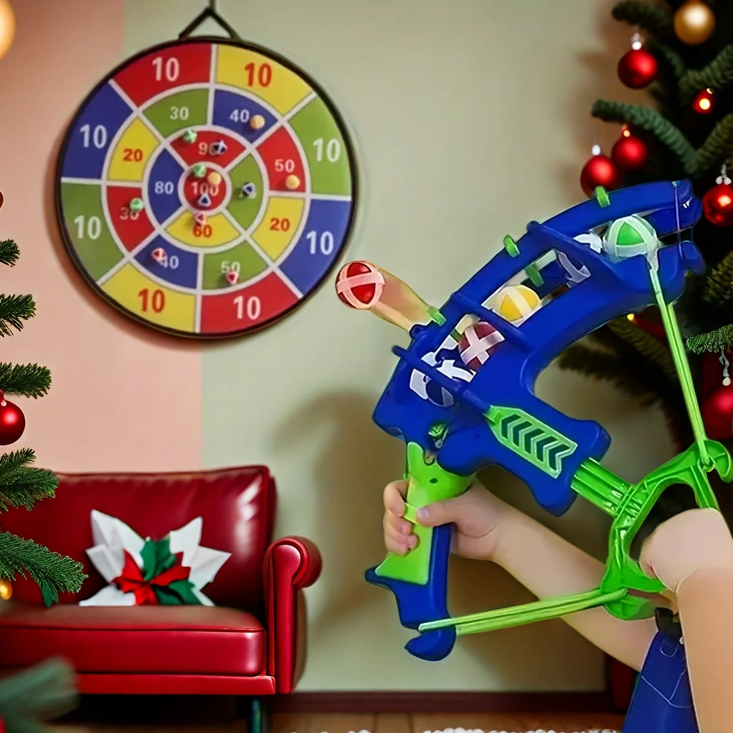 12 Piece Set of Plastic Slingshot Adhesive Ball Digital Targets. Party Games and Activities Combine Bow and Arrow with Sticky Ba
