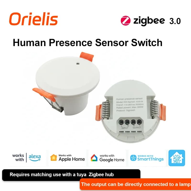 ZIGBEE 3.0 MmWave Radar Human Presence Motion Sensor Light Switch Luminosity Detection 110/220V Tuya Smart Life Home Automation