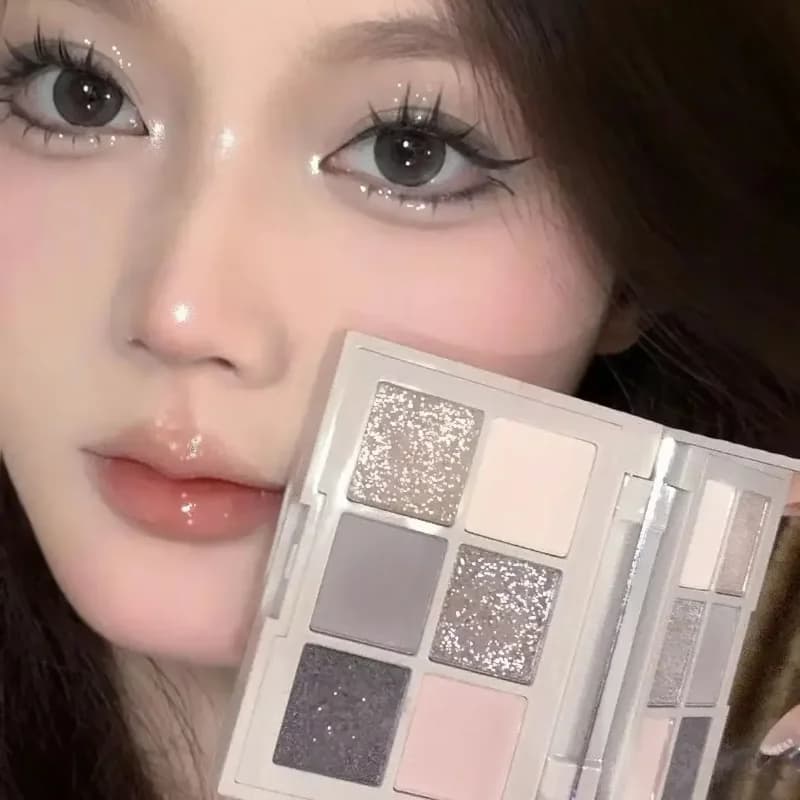 Ombretto tonico grigio Glitter Matte Shimmer Eye Shadow Palette 6 colori perlescenti Make Up Pigmenti Palett Cosmetici donna 2024