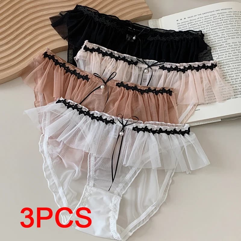 Biancheria intima femminile di moda Linergie trasparente di seta di ghiaccio per le donne Set di mutandine da donna in rete Confezione di lingerie Micro slip sexy per ragazza
