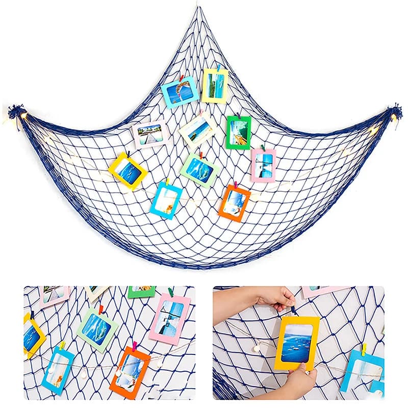 Decorazioni da Parete con Reti da Pesca, Oggetti di Scena per Studio, Decorazioni per la Casa, Adesivi Marini, Oggetti Nautici, Salvagenti, Oggetti Artigianali Nautici