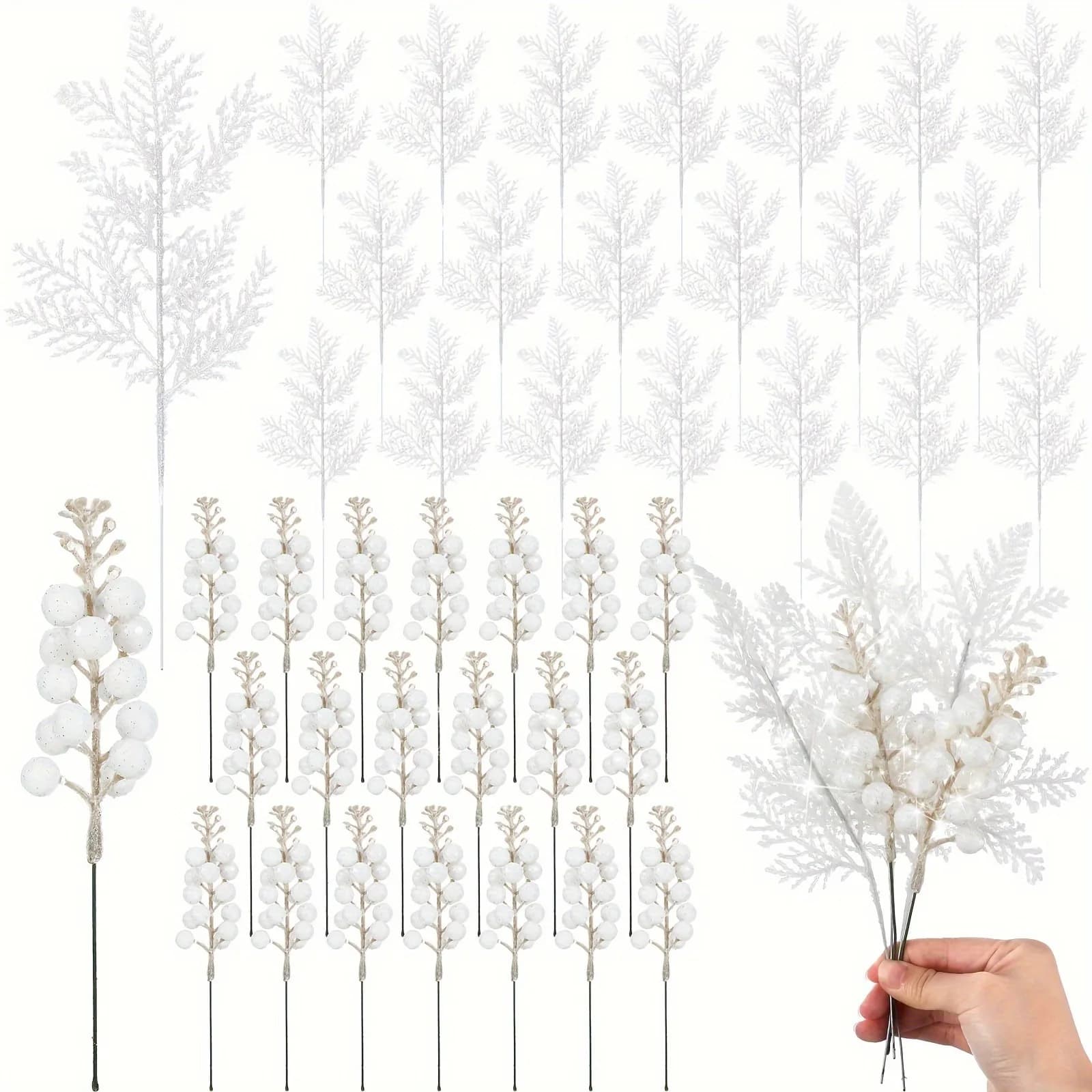 10 pieces bouquet of artificial berries white Christmas decoration ornament for Christmas tree for home decoration accessories for New Year gifts 2026