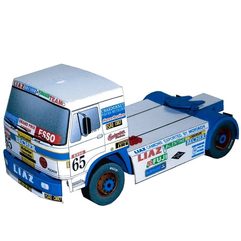 LIAZ 110.577 1987 Truck 2PCS 1:53 Dakar Rally Origami Art Folding 3D Paper Model Papercraft DIY Adult Handmade Craft ZX-044