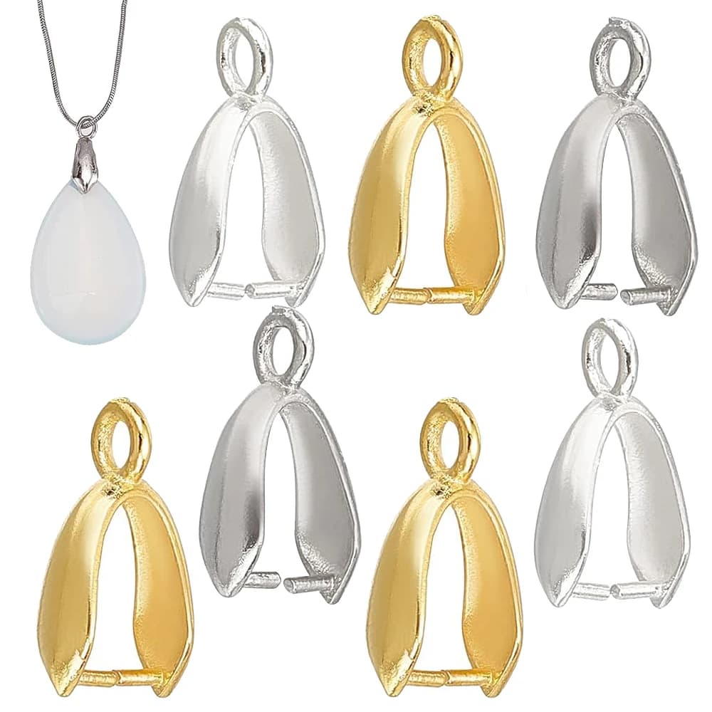 20 Pezzi Connettori a Clip in Ottone Placcato Oro 18K per Ciondoli e Charm, Accessori per Creazione di Gioielli Fai-da-Te