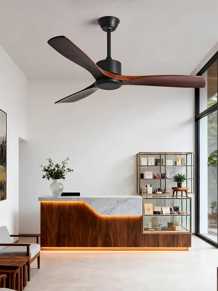 Grande ventilatore da soffitto nero a energia eolica per ristoranti, soggiorni, uso domestico, senza luce, ventilatore elettrico, lampadario con ventilatore