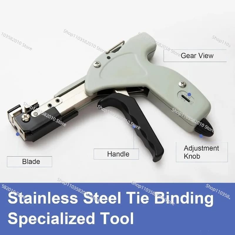 Adjustable Stainless Steel Zip Tie Gun Tension Tool, Cable Tie Cutter with 100pcs Ties, Stable Reliable Fastening Kit