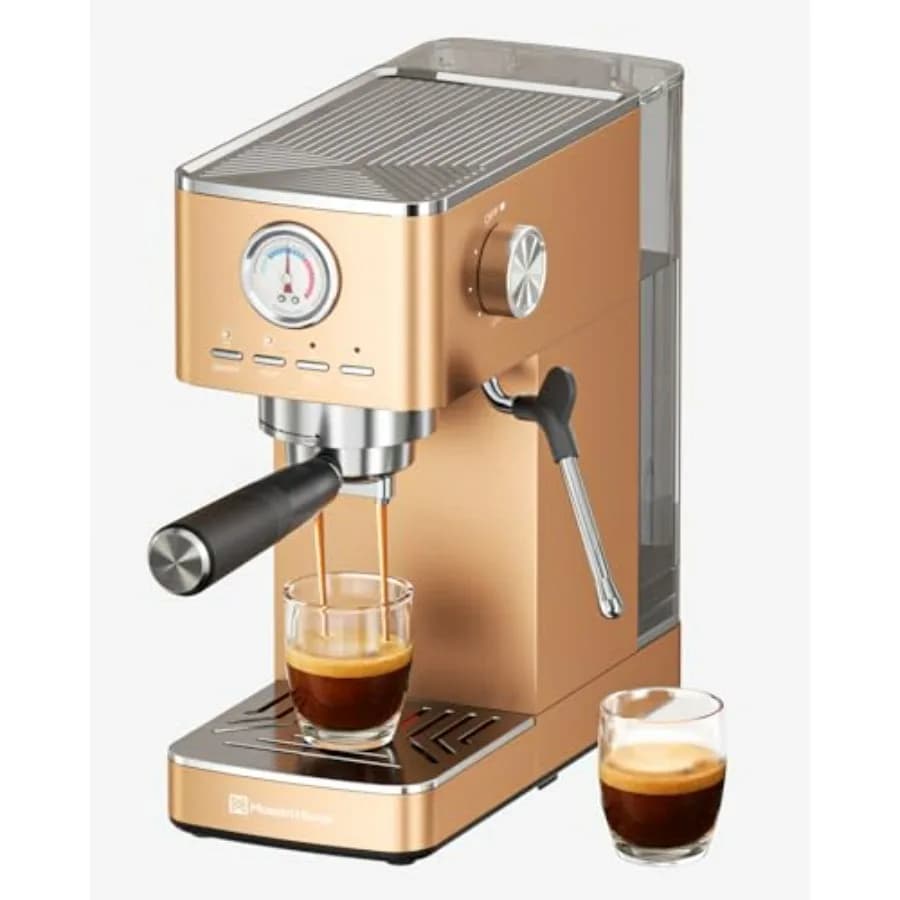 Macchina per Espresso Compatta 20 Bar con Flussometro Integrato e Montalatte a Vapore, Serbatoio Acqua Rimovibile da 43oz, Acciaio Inossidabile Rosa