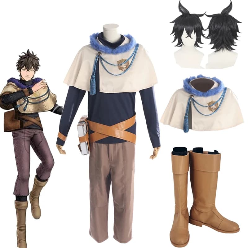 Anime Yuno Grinbellor Costumi Cosplay Uniforme Set completi Parrucca Scarpe per capelli sintetici Stivali Uomo Ragazzi Festa di Halloween