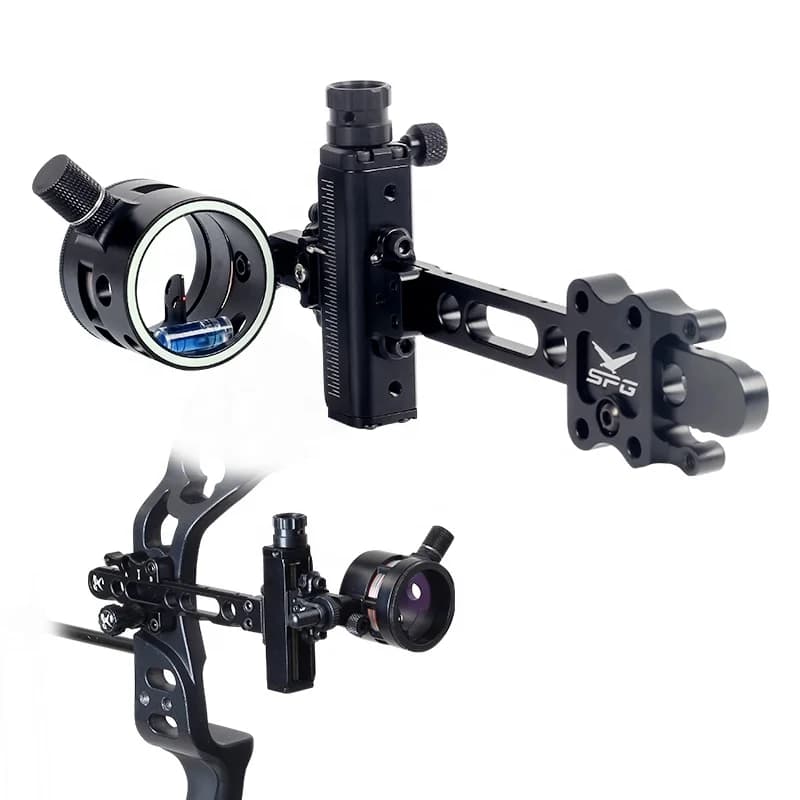 Archery MZ017 Bow Sight Compound Bow Target Hunting Long Rod Fine Adjustment Aluminum Compound Bow Single Pin Sight