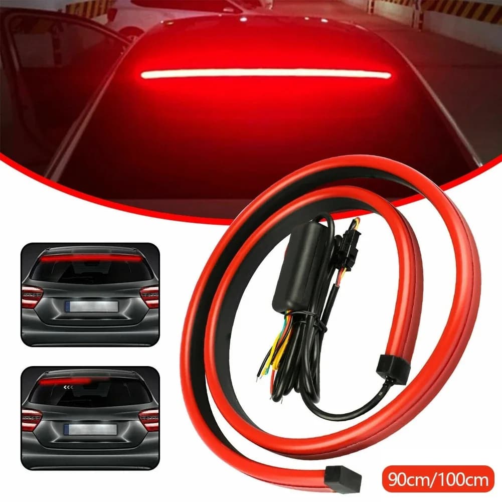 Striscia di luce freno per auto ad alta montaggio da 90/100 cm con indicatore di direzione e luce di guida Luce di flusso decorativa a LED flessibile universale