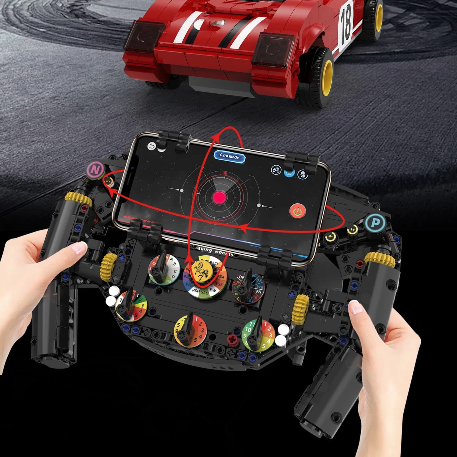 Creativo Volante Per Auto Modello Building Block 96217 Ragazzi di Montaggio Con Supporto Del Telefono Ornamenti Da Collezione MOC Mattoni Giocattolo Regalo