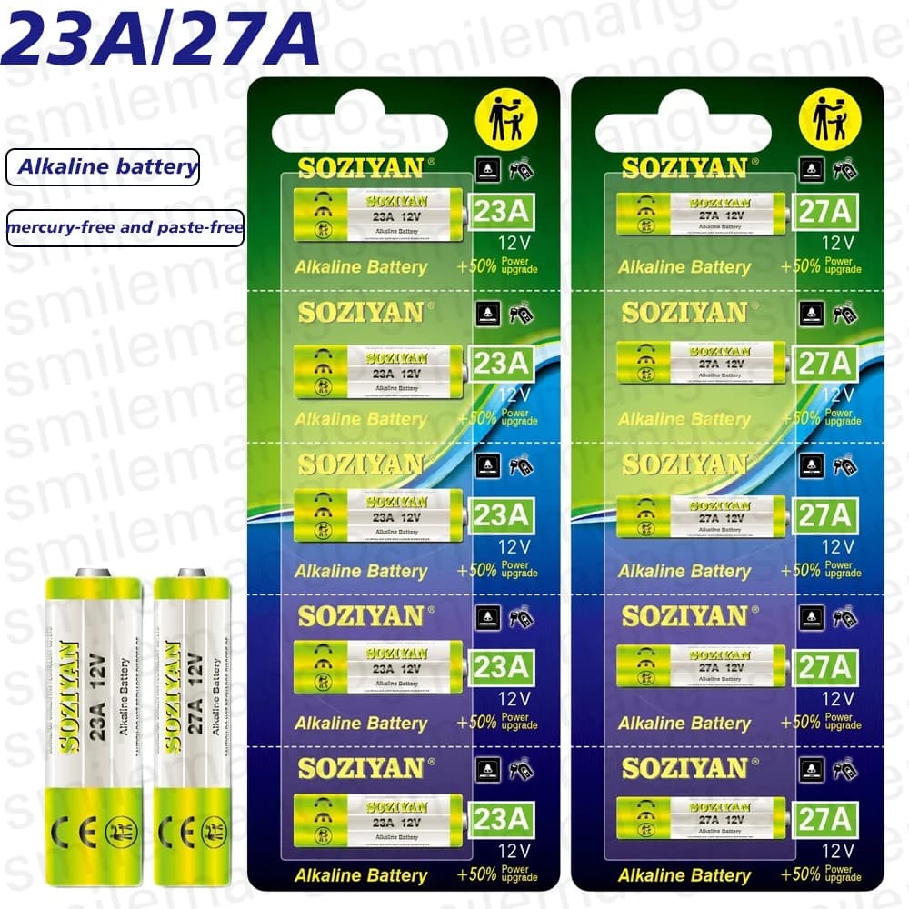 Confezione combinata di batterie alcaline 23A e 27A 12V, compatibili con A23 MN21 L1028 / A27 MN27 L828, per telecomandi, chiavi auto.