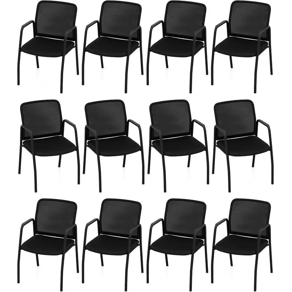 12 Ergonomic Mesh Backrest Office Chairs with Cushioned Seats and Sturdy Arms for Conference Rooms and Waiting Areas