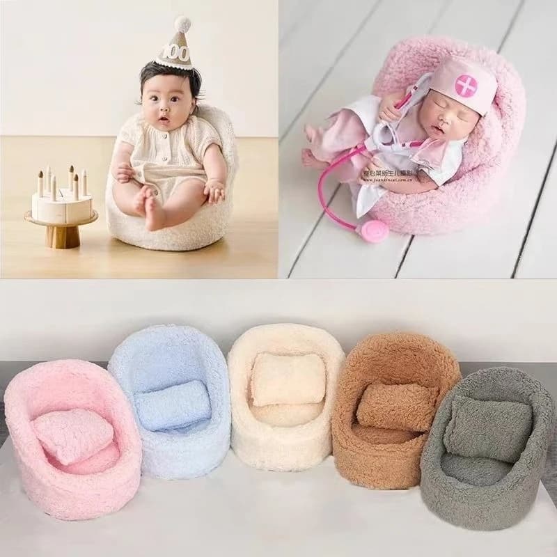 2 pieces sofa laying for children scene objects for photo newborn soft chair in solid color with set of pillows accessories for children's photo in studio