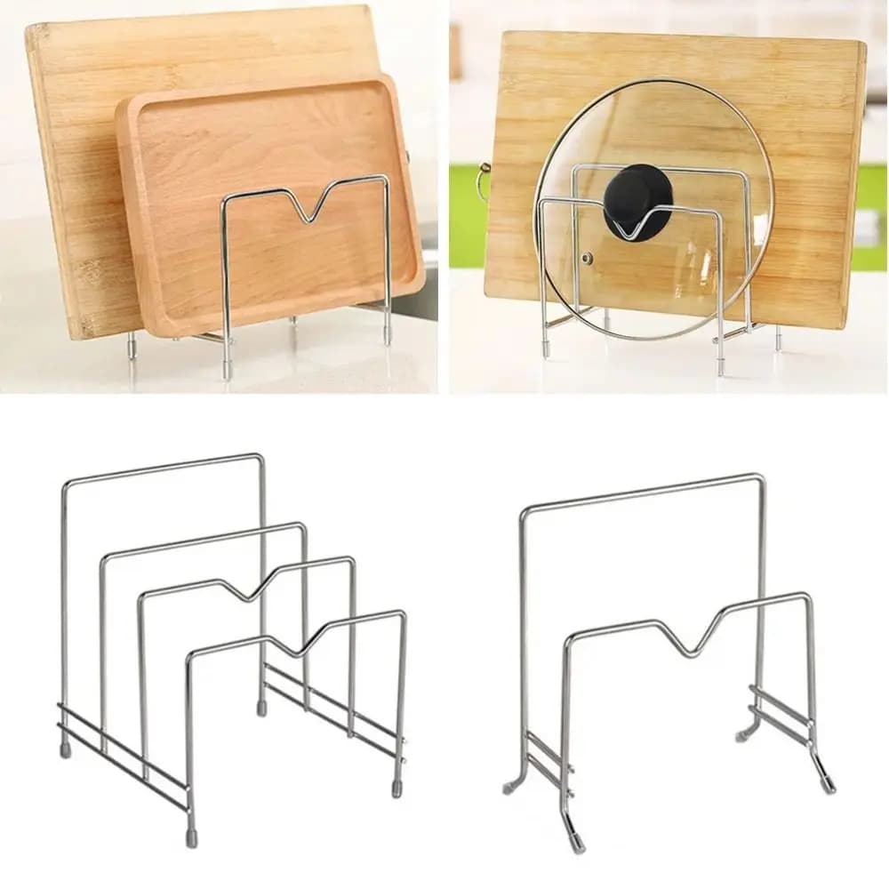 Supporto Portatile in Acciaio Inossidabile per Taglieri, Antiruggine, Multistrato, Salvaspazio, per Coperchi e Utensili da Cucina