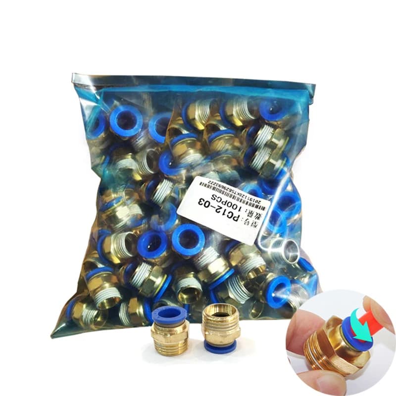 50Pcs PC Pneumatic Fitting Air Connector Quick Connecors Fitttings PC4-M5 PC4-01 PC6-01 PC6-02 1/8 1/4 3/8 1/2 Male Thread