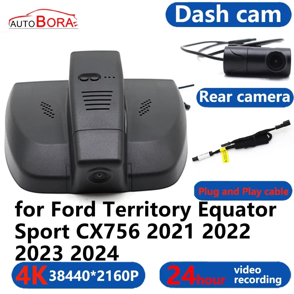 AutoBora 4K Wifi 3840*2160 Auto DVR Dash Cam Video Camera for Ford Territory Equator Sport CX756 2021 2022 2023 2024