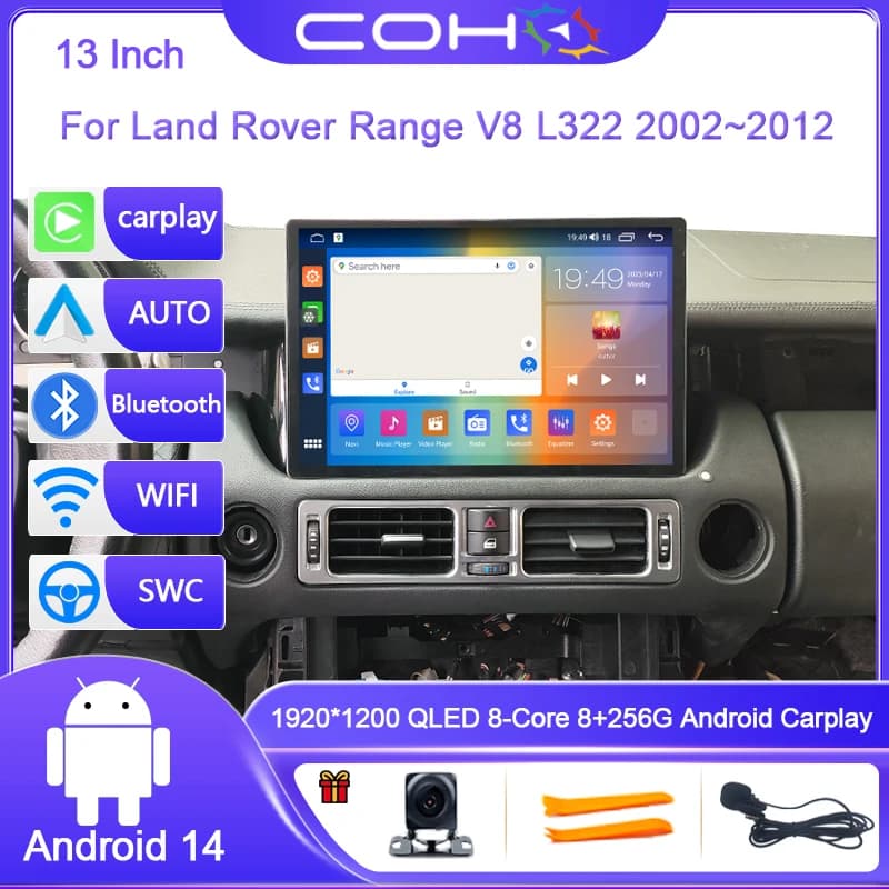 13 pollici Per Land Rover Range V8 L322 2002 ~ 2012 Risoluzione 1920*1200 Auto Lettore Multimediale Gps Radio Android 12 Octa Core