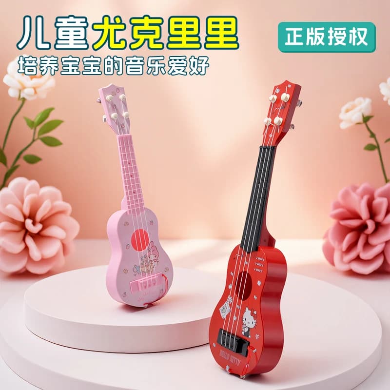 Ukulele Originale Sanrio, Piccola Chitarra per Bambini Principianti, Giocattolo Musicale a Tema Cartoni Animati
