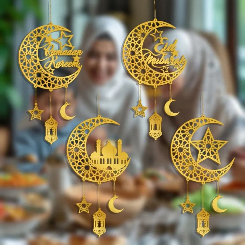 1pcs Home Living Room Acrylic Wind Chime Pendant Festival Decoration Wall Hanging Ornament for Eid and Home Decor