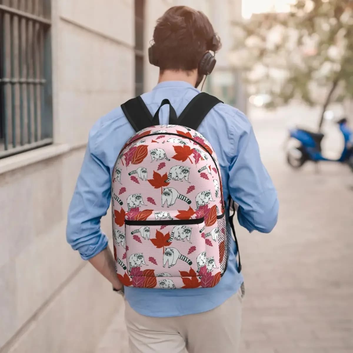 Red Raccoon And Autumn Maple Leaves Backpack Boys Girls BookBag Children School Bag Laptop Shoulder Bags for Men Women
