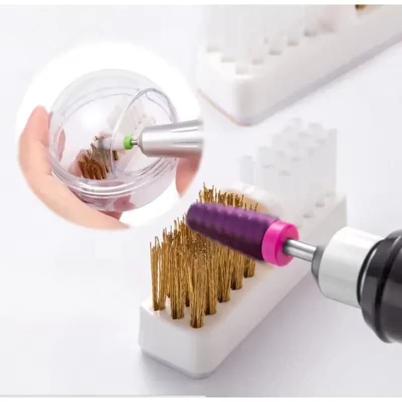 Copper Wire Cleaning Brush Molature Head Cleaner Electric Grinding Machine Tool for nail art with soft and hard hair powder