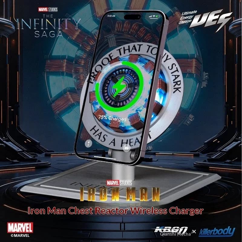 KBGO Marvel Iron Man Arc Reactor Wireless Charger - CNC Aluminum Alloy Base, 15W Magnetic Fast Charging