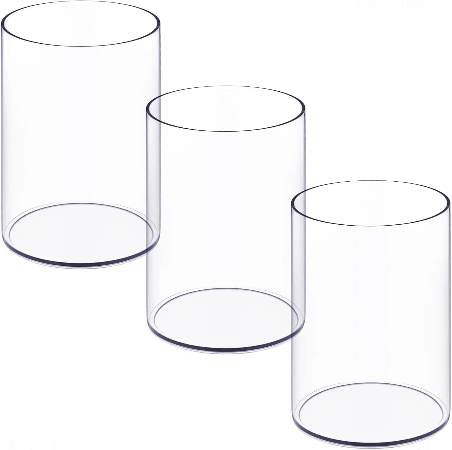 Clear Acrylic Desk Organizer Set of 3 - Round Pen & Pencil Holders for Home, School, Office