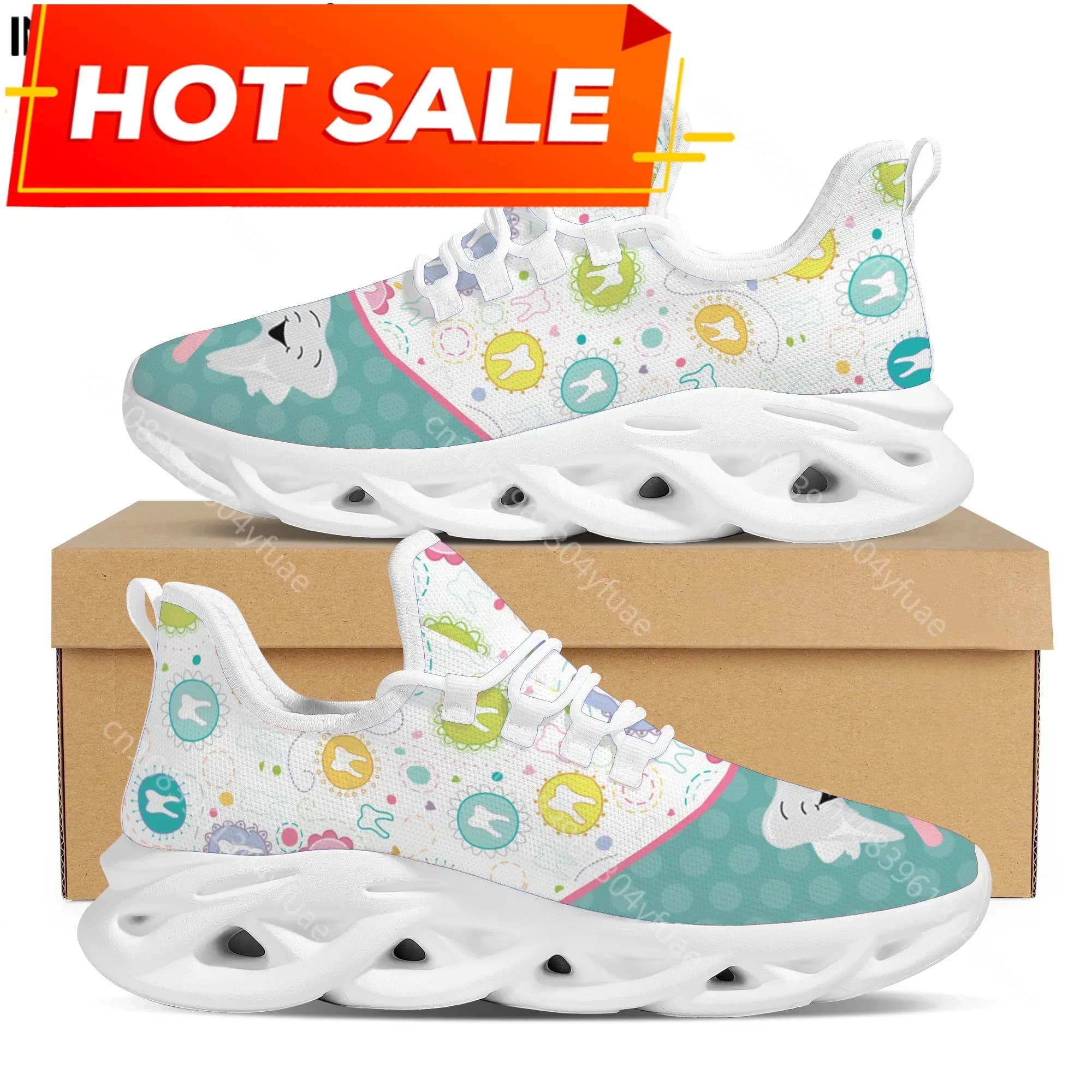 Scarpe Basse da Donna con Motivo Dentale Cartoonesco, Sneakers Traspiranti in Mesh, Comode per il Lavoro, Zapatos Mujer
