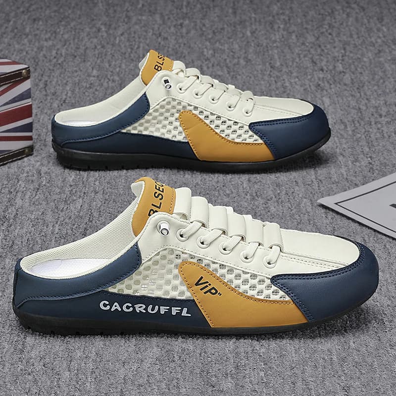 Ciabatte da uomo estive traspiranti senza schienale! Scarpe alla moda con giunture in rete, slip-on su scarpe pigre Scarpe casual