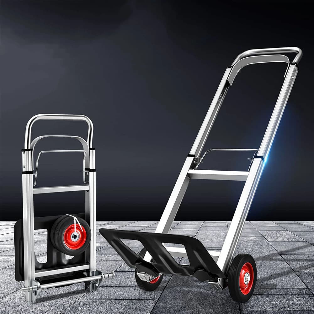 Carrello Pieghevole con Manico Telescopico Lungo, Carrello Portatile Multifunzionale per Traslochi e Viaggi