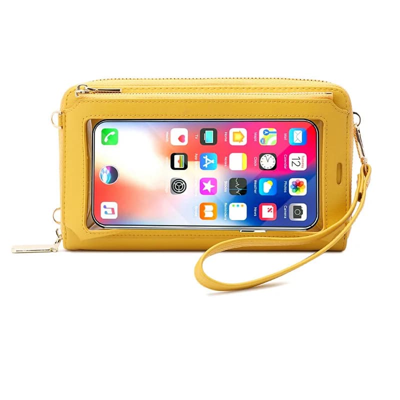 Popular Hot sell 2023 New Multi-Functional Anti-Theft RFID Brush Touch Screen Mobile Phone Bag Female Diagonal Long Wallet Trans