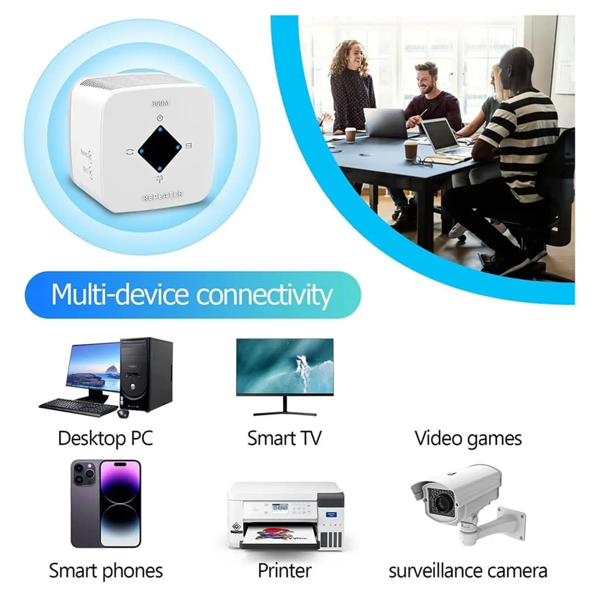 Nices WiFi Extender Signal Booster Wireless Internet Repeater Signal Amplifier Coverage Up to 4500sq.Ft 30 Devices US Plug