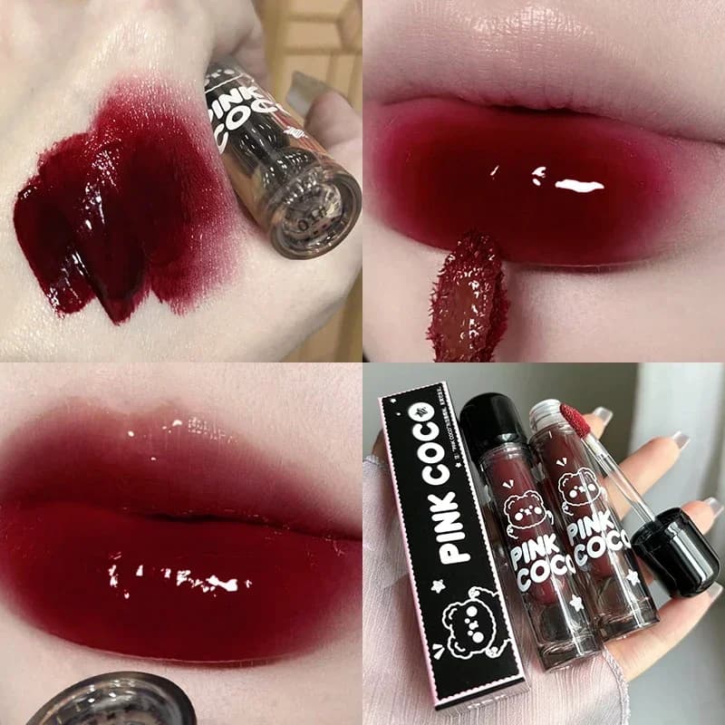 Dark Red Mirror Lip Polish Moisturizing Light Water Cup Anti-Agent Red Liquid Lips Highly Pigmented Lips Cosmetic Makeup