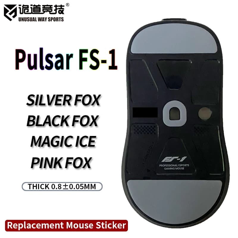 Pattini per mouse UnusualWaySports Pulsar ES FS1 Vaxee FS-1 con superficie curva in PTFE anti-collapsamento Magic Ice Pink Black Silver Fox
