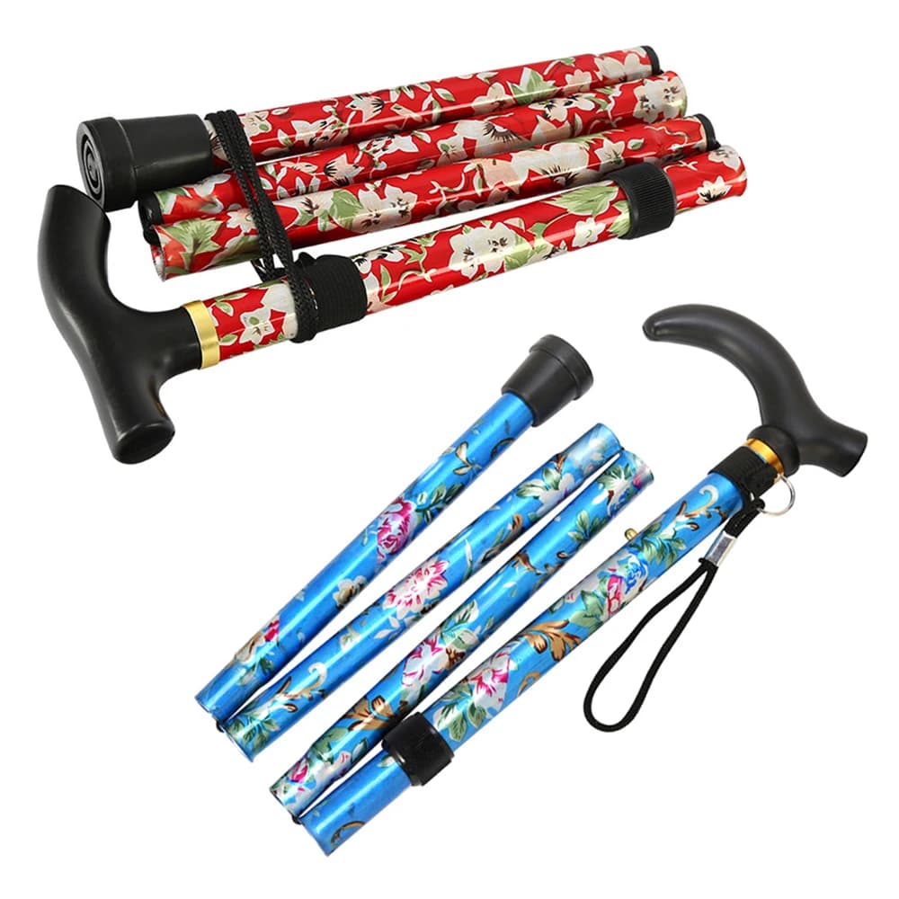 92cm Aluminum Alloy Telescopic Walk Stick, Foldable in Five Sections, With T Handle, For Seniors, Hiking and Trekking