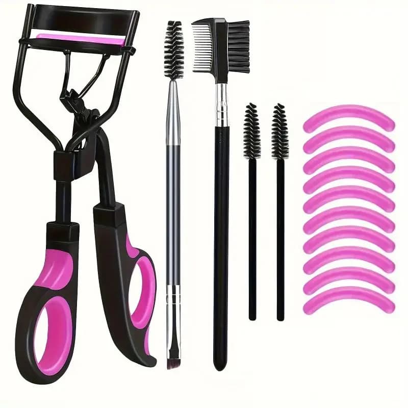 Set of 15 Pieces for Wrinkling Eyelashes with Replacement Bearings for Women, Spikes, Clips, Mascara Applicators, Brush, Makeup Tool