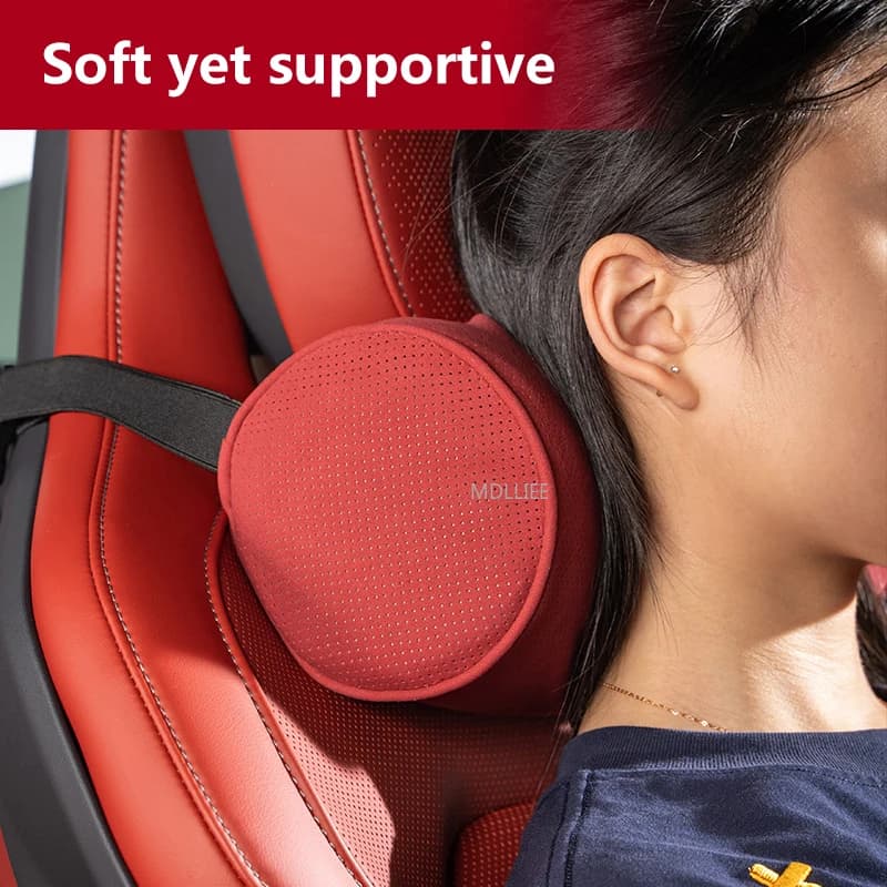 Universal Car Head Pillow Four Seasons Suede Neck Support Cylindrical Seat Guard Neck Pillow for Car Travel Comfort