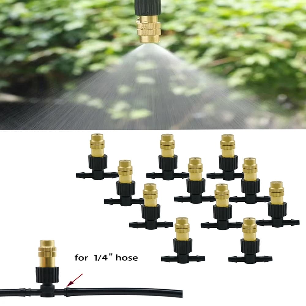 Sistema di raffreddamento a nebulizzazione per esterni 10/30M con kit di irrigazione a goccia con ugello in rame per irrigazione e umidificazione del giardino